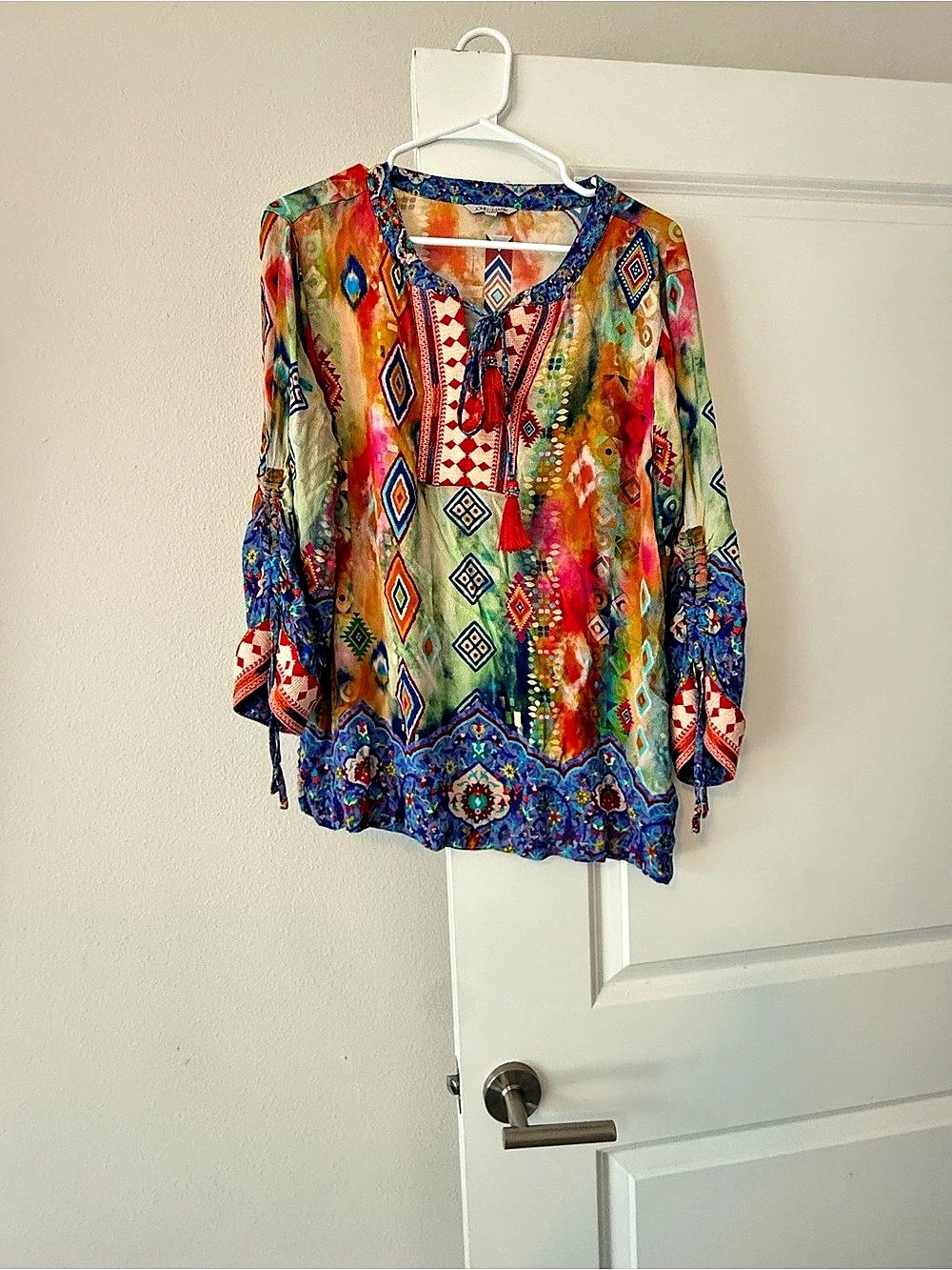 John Mark Women's Geometric Blouse in Multicolor